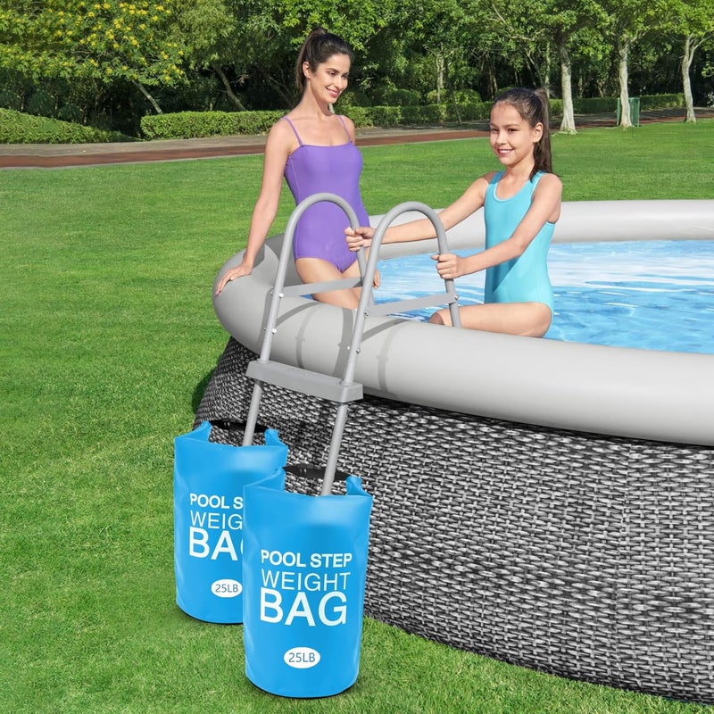 whumsdog 4 Pack Universal Pool Step Weights 250D PVC Waterproof Swimming Pool Ladder Weights 10L No Breaken Above Ground Pool Ladder Sand Bags, Foldable Pool Stair Weights for Pool Steps(Sky Blue) - Image 5